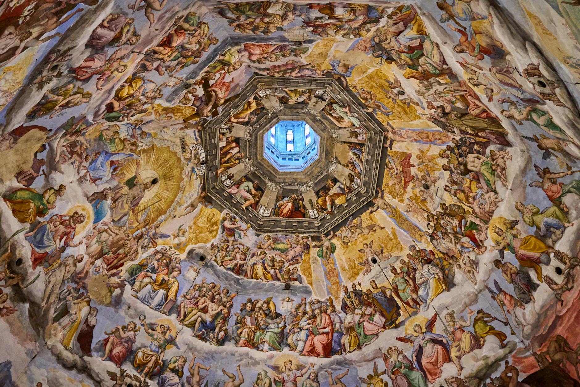 Interior fresco painting inside the dome of Florence Duomo cathedral