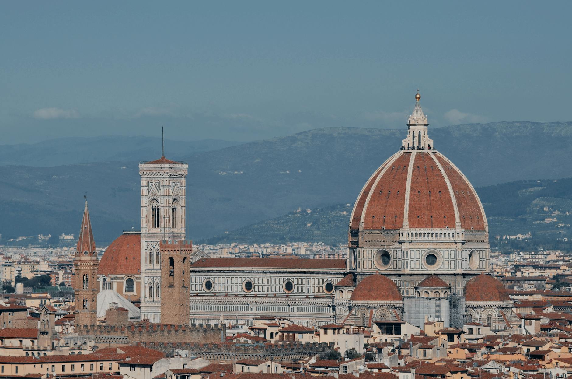 Panoramic view of Florence Italy skyline with the iconic Duomo cathedral dome