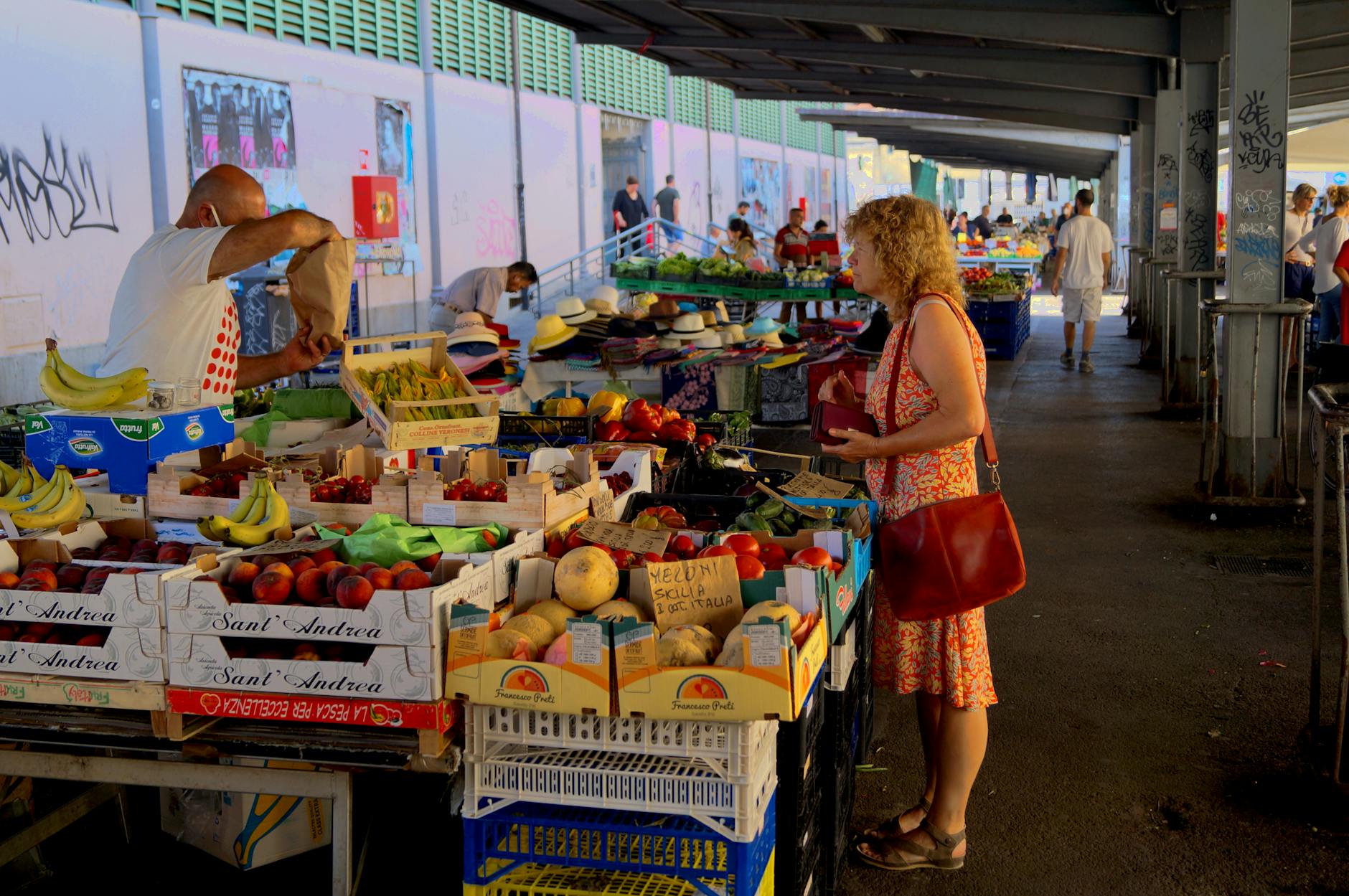 Fresh produce and local food at Mercato Centrale market in Florence Italy
