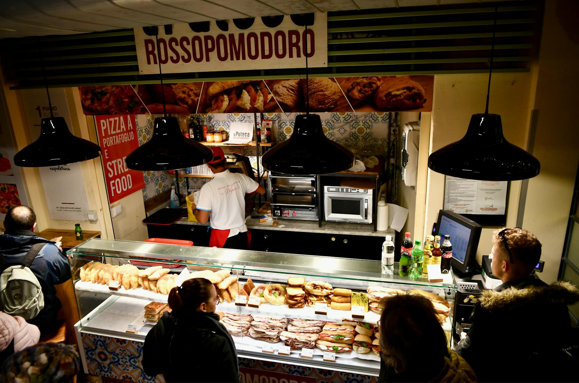 Florentine street food schiacciata sandwich at a local shop in Florence