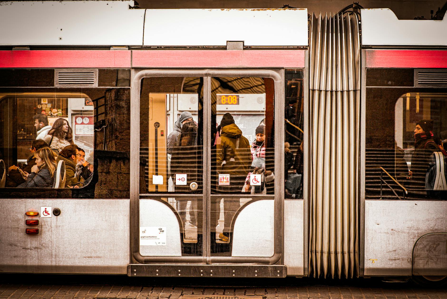 Modern tram public transport system in Florence Italy