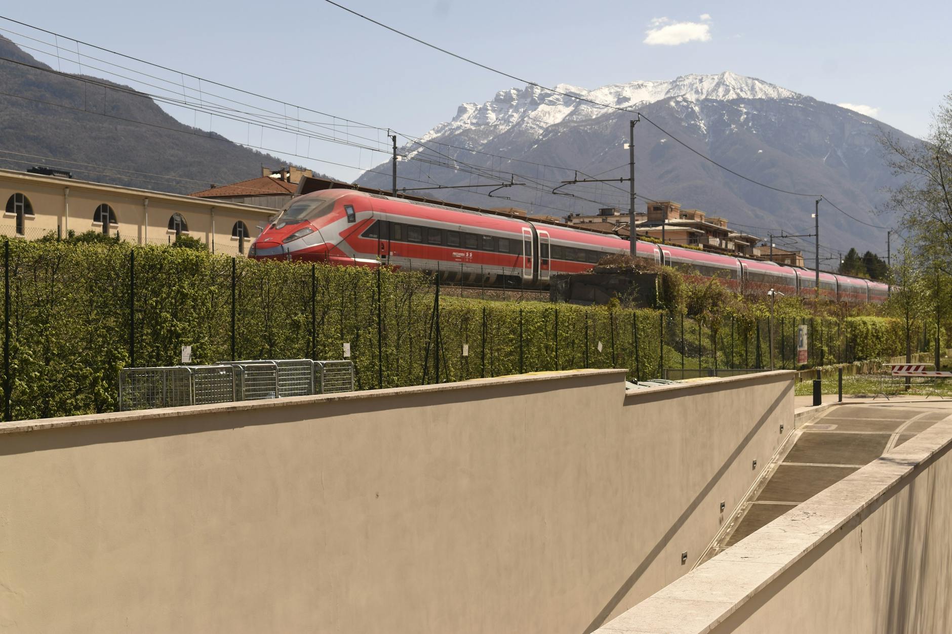 Italian Frecciarossa high-speed train connecting Florence to Rome and Venice