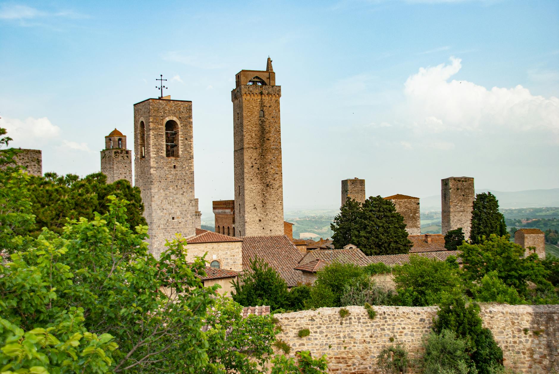 Medieval towers of San Gimignano hilltop town in Tuscany Italy