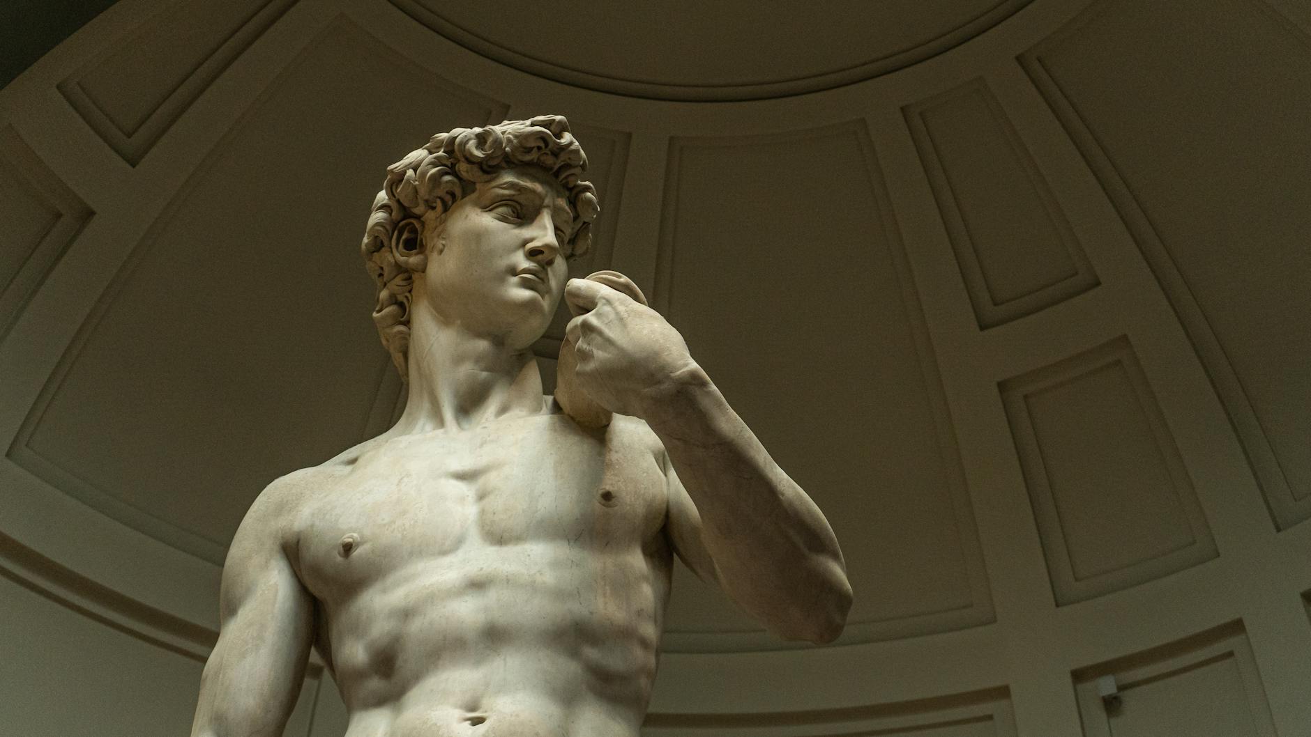 Michelangelo David marble statue at the Galleria dell Accademia in Florence