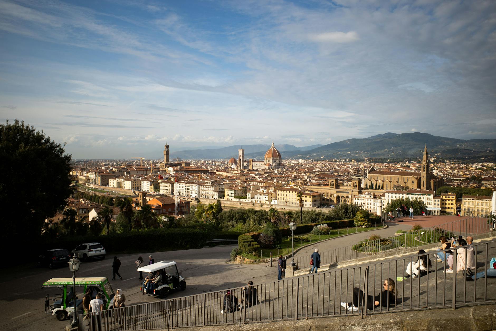 Panoramic view of Florence from Piazzale Michelangelo a popular walking destination