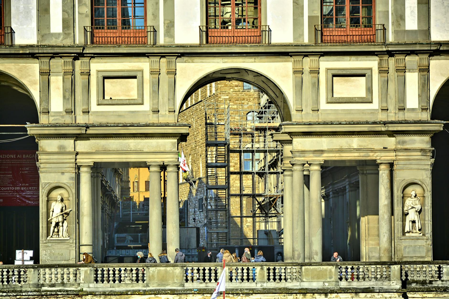 Inside the Uffizi Gallery in Florence showcasing Renaissance masterpieces